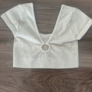 Aerie Ribbed Tan Crop Top with Ring Detail